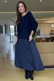 Paloma Bubble Hem Midi Skirt Navy